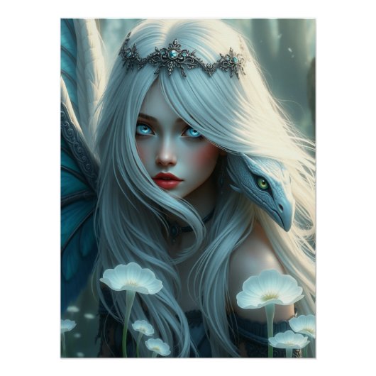 Poster L'Art Fairy Dragon Blanc (Devant)