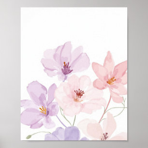 Poster L'art floral à l'aquarelle douce – Rose pastel et