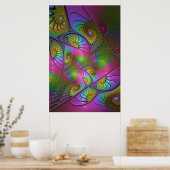 Poster L'Art Fractal Abstrait, Lumineux Et Coloré (Cuisine)