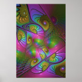 Poster L'Art Fractal Abstrait, Lumineux Et Coloré (Devant)