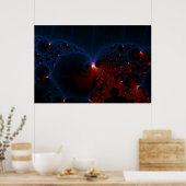 Poster L'art fractal des cellules bleues rouges (Cuisine)