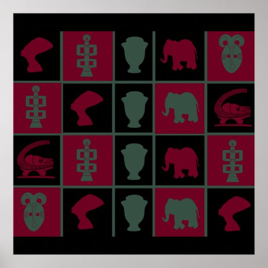 Poster l'art géométrique coloré africain (Devant)