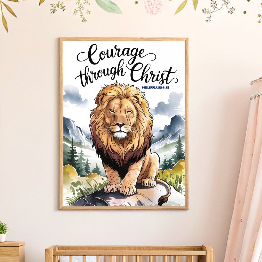 Poster L'art mural de la nurserie chrétienne Courage par 