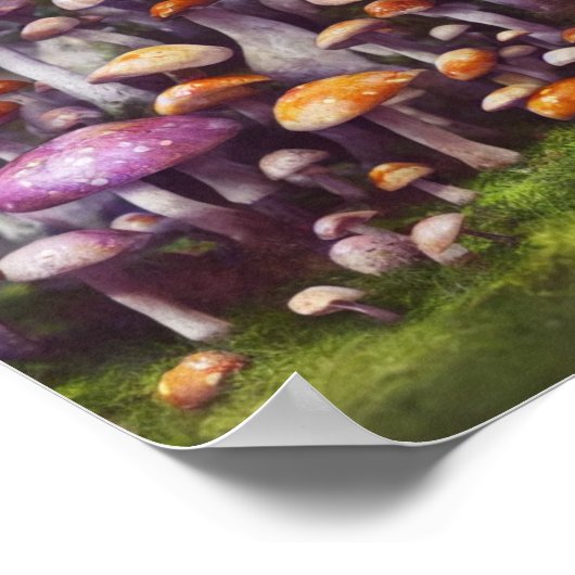 Poster L'Art numérique de patchs de champignons (Coin)