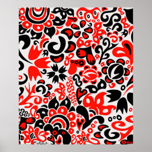 Poster L'art populaire ukrainien motif floral abstact