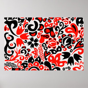 Poster L'art populaire ukrainien motif floral abstact