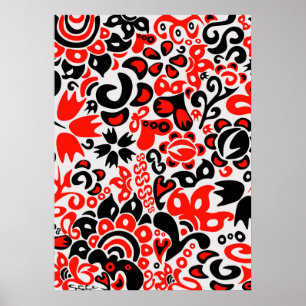 Poster L'art populaire ukrainien motif floral abstact