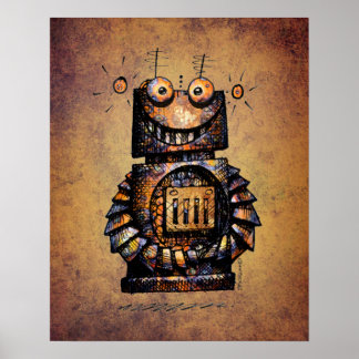 Poster L'art robotique de l'enfant rusté et rusté