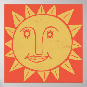 Poster L'art solaire jaune souriant