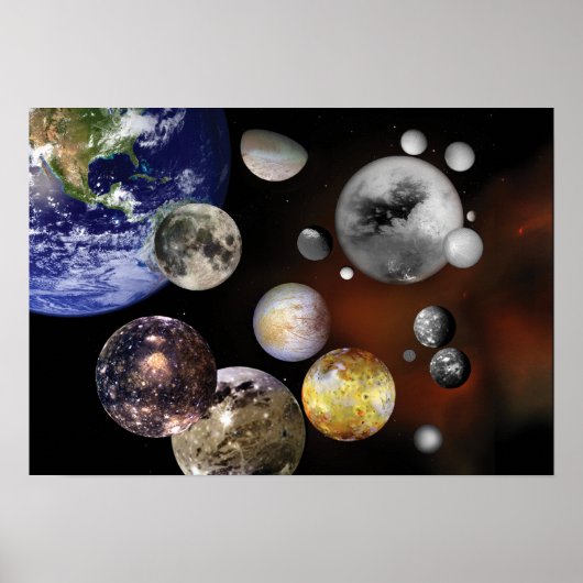 Poster L'art spatial de plusieurs lunes NASA (Devant)