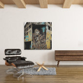 Poster L'art urbain sur l'abandon du bâtiment