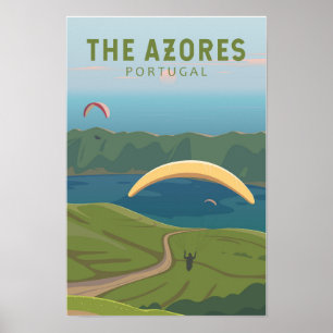 Poster L'art vintage de voyage des Açores Portugal