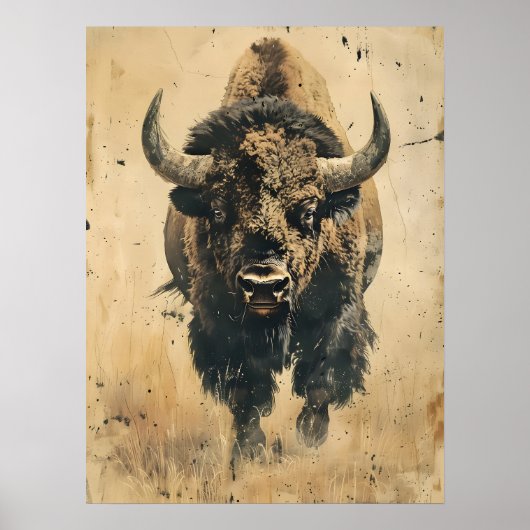 Poster L'art vintage du bison (Devant)