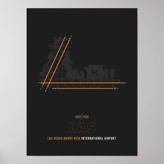 Poster LAS - Las Vegas Harry Reid Airport Runway Diagramm (Devant)