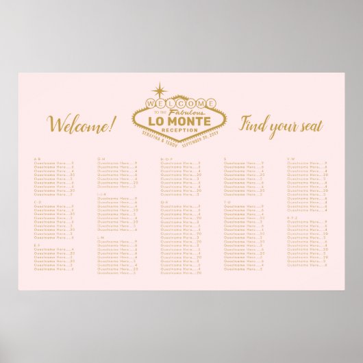 Poster Las Vegas Marquee Custom Text Rose Gold Welcome (Devant)