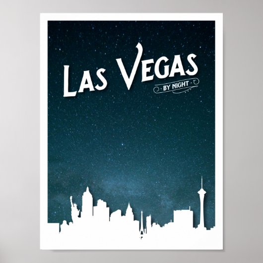 Poster Las Vegas skyline de nuit, Las Vegas, Nevada (Devant)