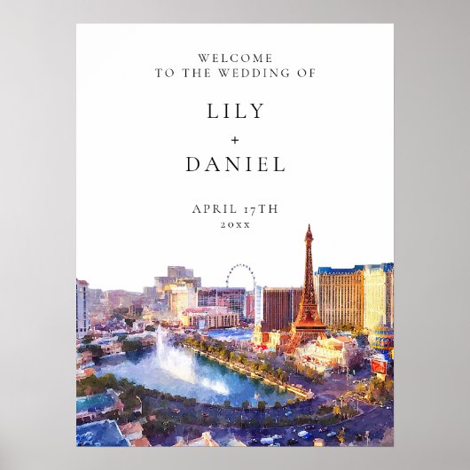 Poster Las Vegas Skyline Wedding Welcome Sign (Devant)