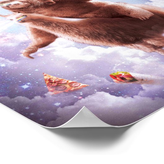 Poster Laser Eyes Space Cat Riding Sloth, Llama - Arc-en- (Coin)