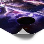 Poster Laser Eyes Space Cat Riding Sloth Llama - Arc en c (Coin)