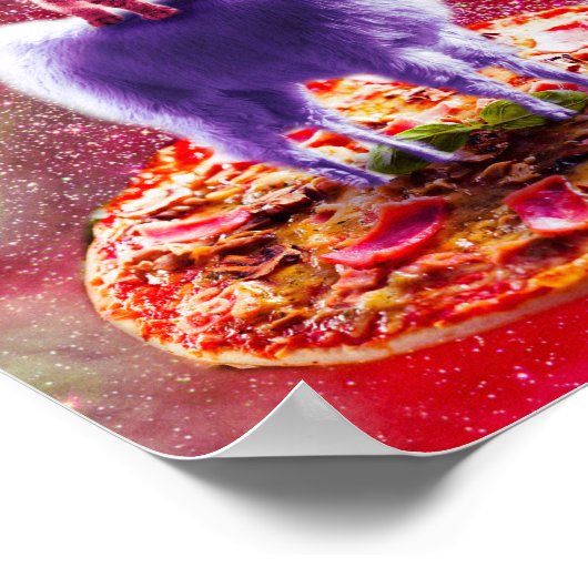 Poster Laser Yeux Espace Extérieur Chat Riding Sur Llama  (Coin)