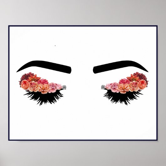 Poster Lashes et fleurs (Devant)
