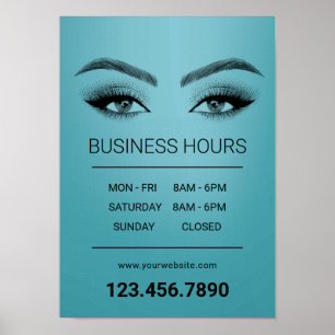 Poster Lashes Salon Artiste Maquillage Horaires d'ouvertu