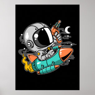 Poster L'astronaute à cheval sur fusée