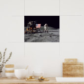 Poster L'astronaute Apollo 16 salue le drapeau américain (Cuisine)