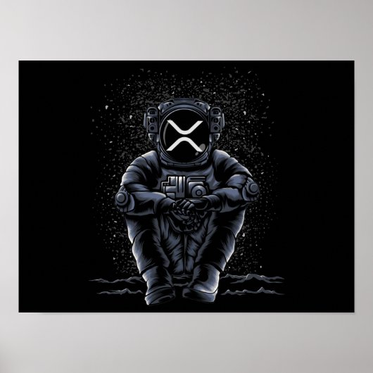 Poster L'Astronaute Assis Ripple XRP Crypto À La Lune (Devant)