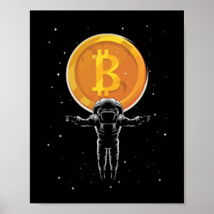 Poster L'astronaute Bitcoin à la lune - Crypto Bitcoin