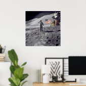 Poster L'astronaute David Scott salue l'affiche du drapea (Bureau à domicile)