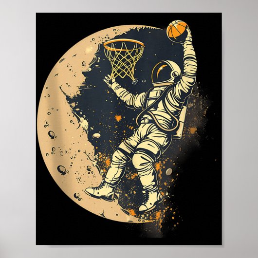 Poster L'astronaute de basket-ball Dessin de basket-ball (Devant)
