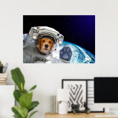 Poster L'astronaute de chien drôle (Bureau à domicile)