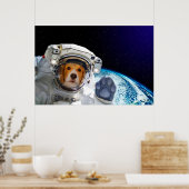 Poster L'astronaute de chien drôle (Cuisine)