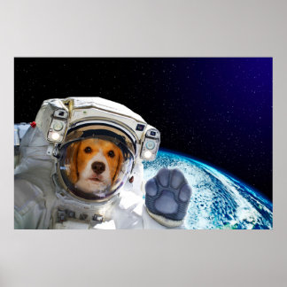 Poster L'astronaute de chien drôle