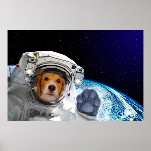 Poster L'astronaute de chien drôle (Devant)