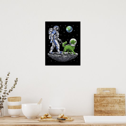 Poster L'astronaute de l'espace marche Alien chien (Cuisine)