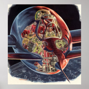 Poster L'astronaute de science-fiction Vintage fusées sp