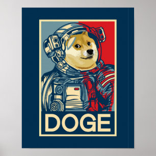 Poster L'Astronaute Dogecoin Doge À La Cristophane De La 
