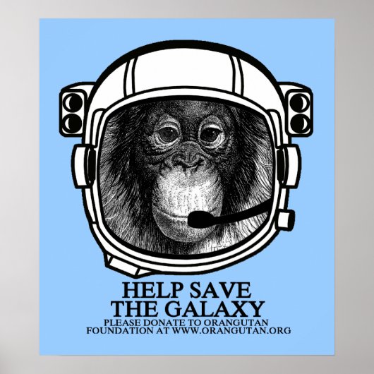 Poster L'astronaute d'Orangoutan - Aide à sauver l'affich (Devant)
