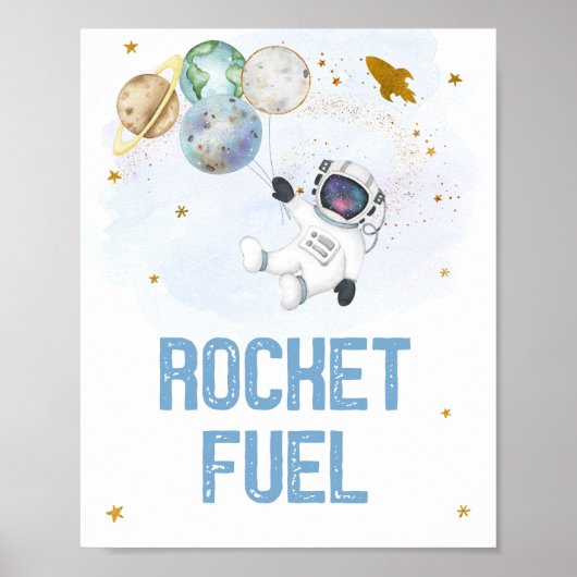 Poster L'astronaute du carburant de fusée Blue Gold Space (Devant)