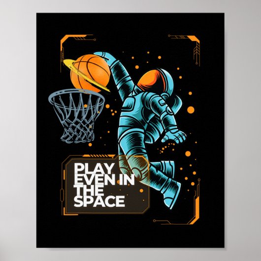 Poster L'astronaute Dunkin Joue au sketball même dans l'e (Devant)
