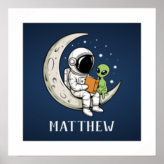 Poster L'astronaute et Alien de la lecture spatiale de l' (Devant)