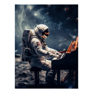 Poster L'astronaute joue du piano sur la lune
