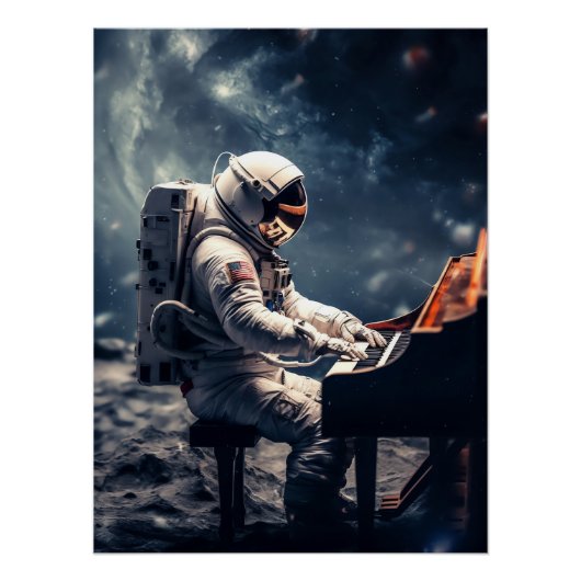 Poster L'astronaute joue du piano sur la lune (Devant)