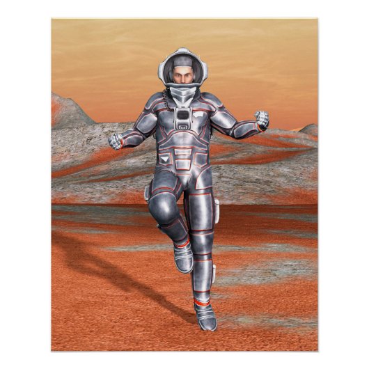 Poster L'astronaute Mars Espace Explorer sur la planète A (Devant)