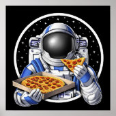 Poster L'astronaute spatial mange de la pizza (Devant)