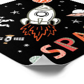 Poster L'astronaute spatiale lance des roquettes sur des