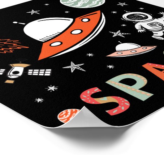 Poster L'astronaute spatiale lance des roquettes sur des (Coin)