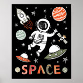 Poster L'astronaute spatiale lance des roquettes sur des  (Devant)